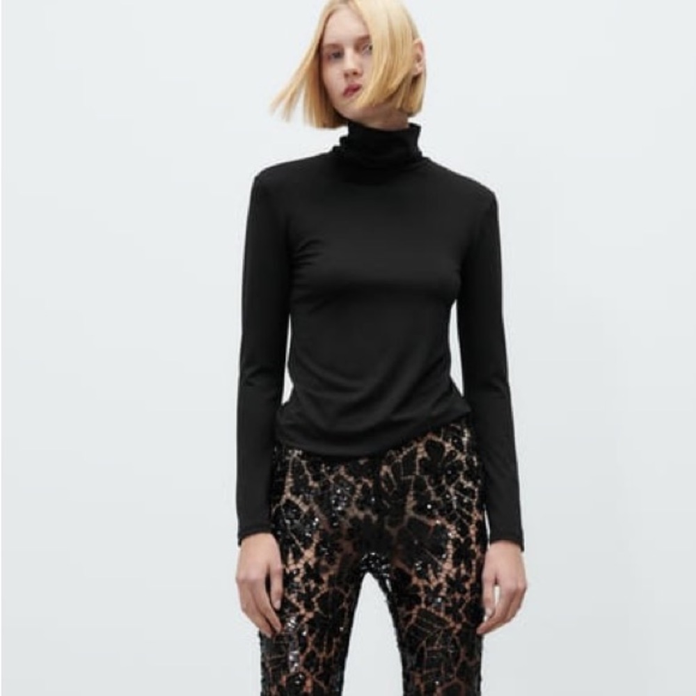 Zara black mock neck top